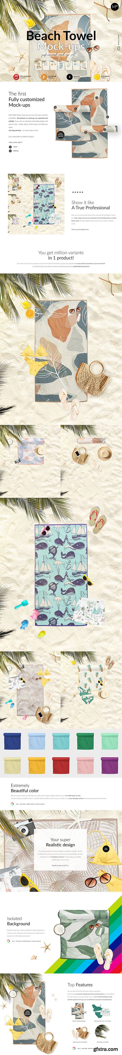 CreativeMarket - Beach Towel Mock-ups Set 5996929