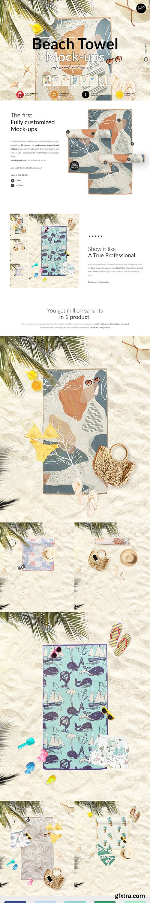 CreativeMarket - Beach Towel Mock-ups Set 5996929