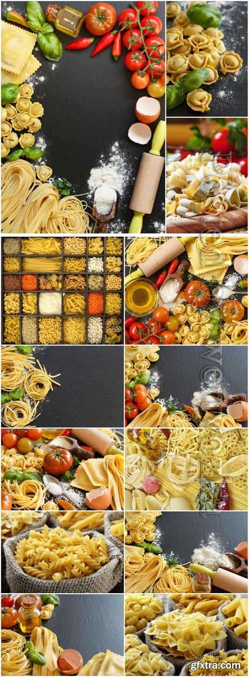 Vegetables and pasta stock photo