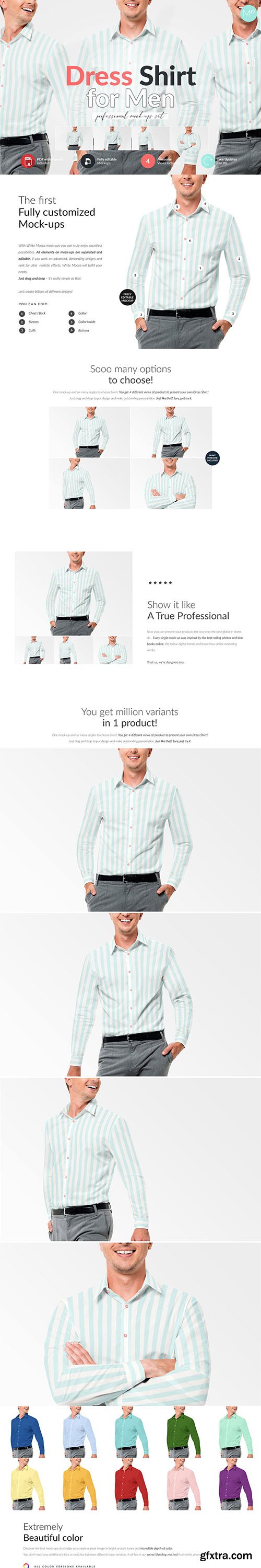 CreativeMarket - Dress Shirt for Men Mock-ups Set 6056708