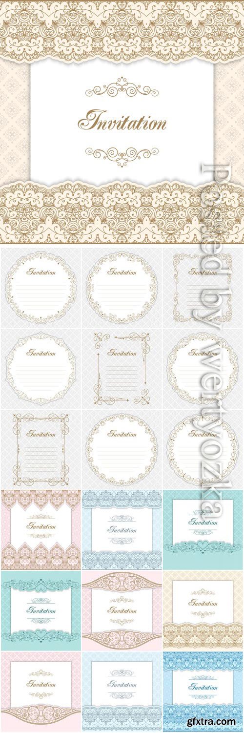 Wedding invitations and frames in vector