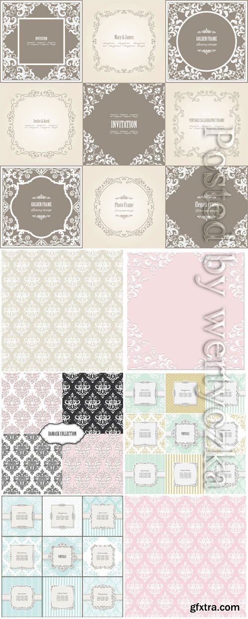 Frames and backgrounds with patterns in vector Frames and backgrounds with patterns in vector