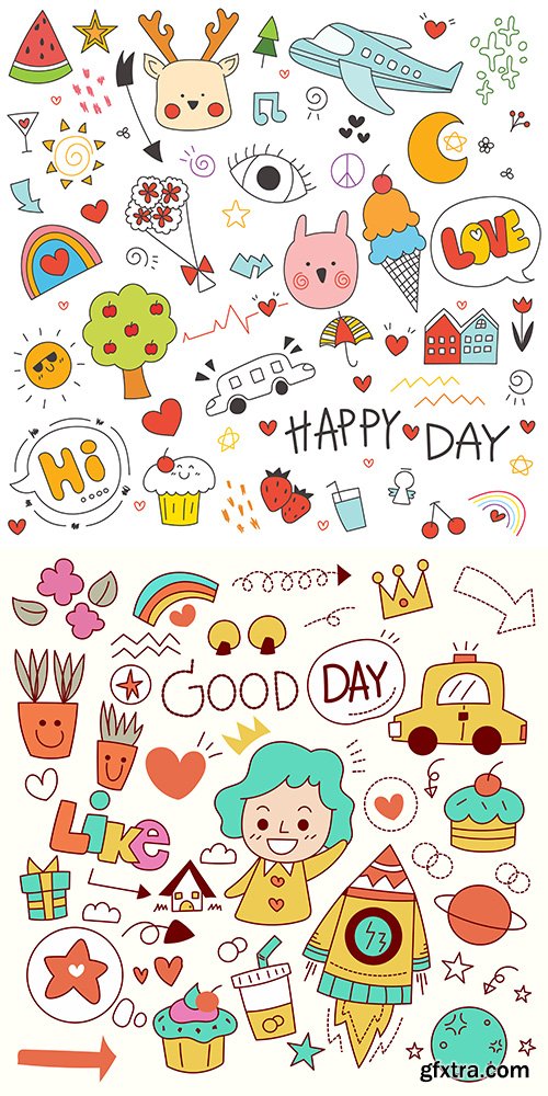 Hand drawn doodle elements celebration isolated