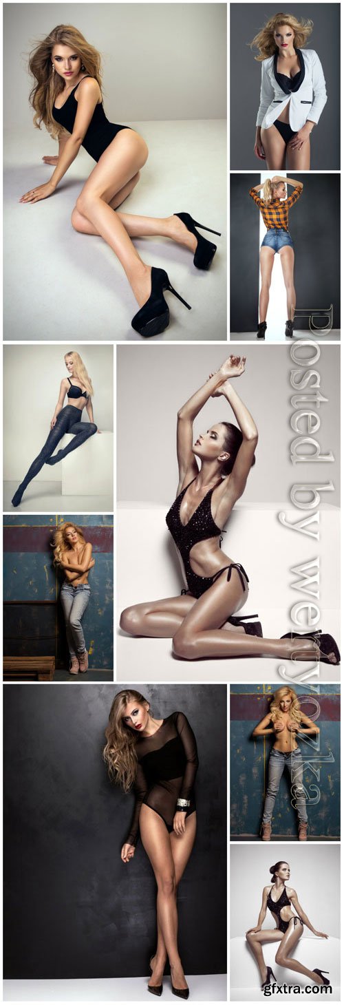 Girls posing in studio stock photo Girls posing in studio stock photo