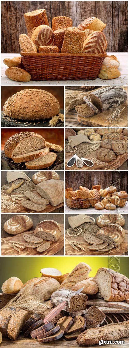 Wicker basket with fresh bread stock photo Wicker basket with fresh bread stock photo