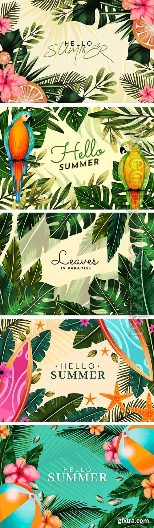 Vector watercolor hello summer illustration Vector watercolor hello summer illustration