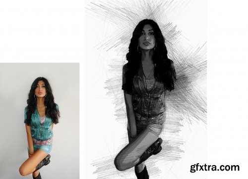 CreativeMarket - Modern Sketch Photoshop Action 4934546