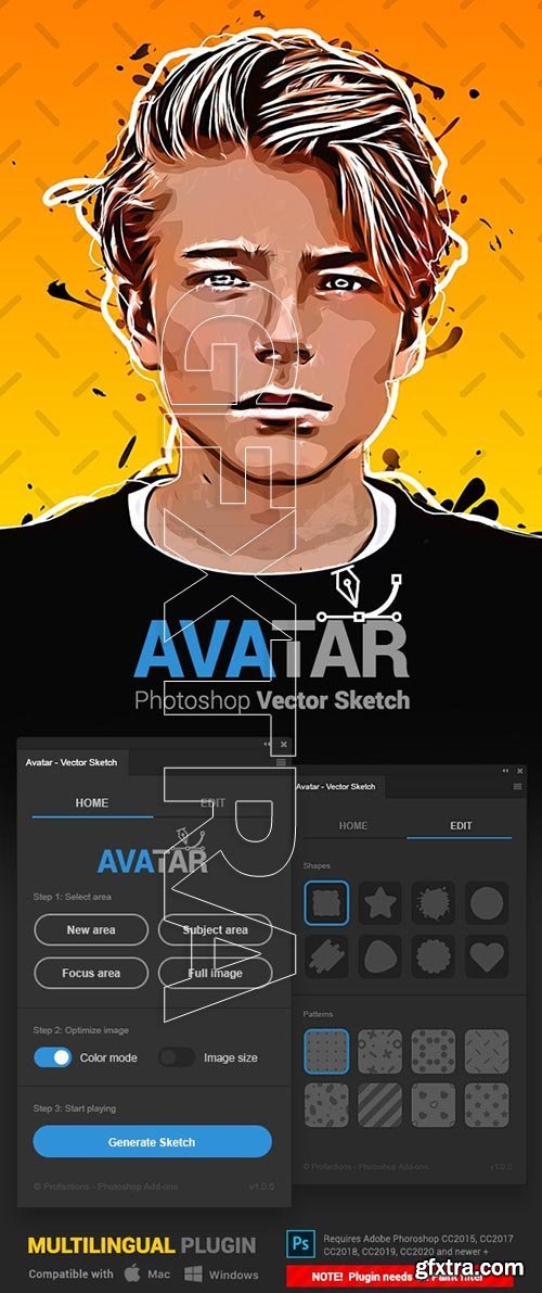 GraphicRiver - Vector Sketch - Avatar - Cartoon Photoshop Plugin 25184547