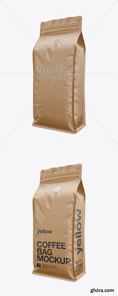 Kraft Paper Coffee Bag Mockup / Front 3/4 View 10985 Kraft Paper Coffee Bag Mockup / Front 3/4 View 10985