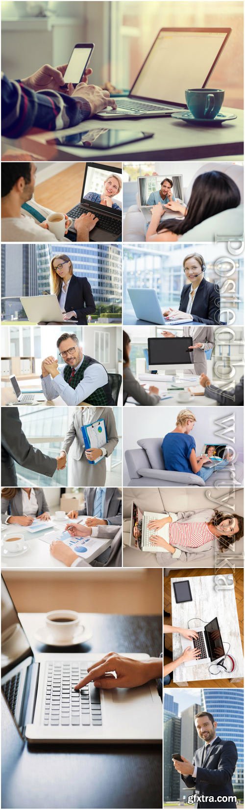 Business people working in the office stock photo