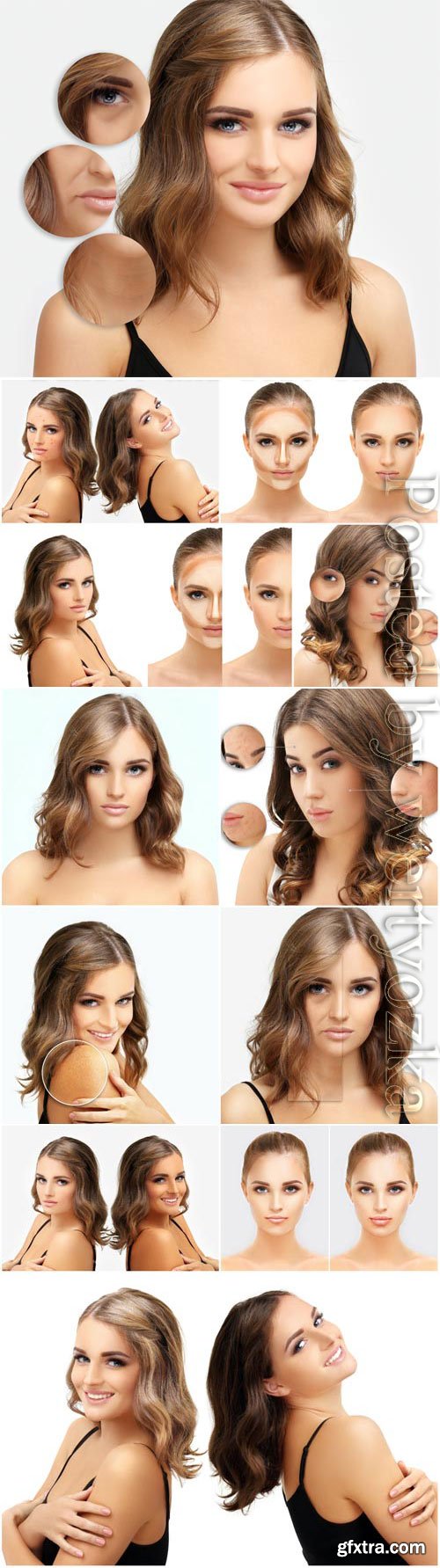 Skin care, girls before and after aging stock photo Skin care, girls before and after aging stock photo