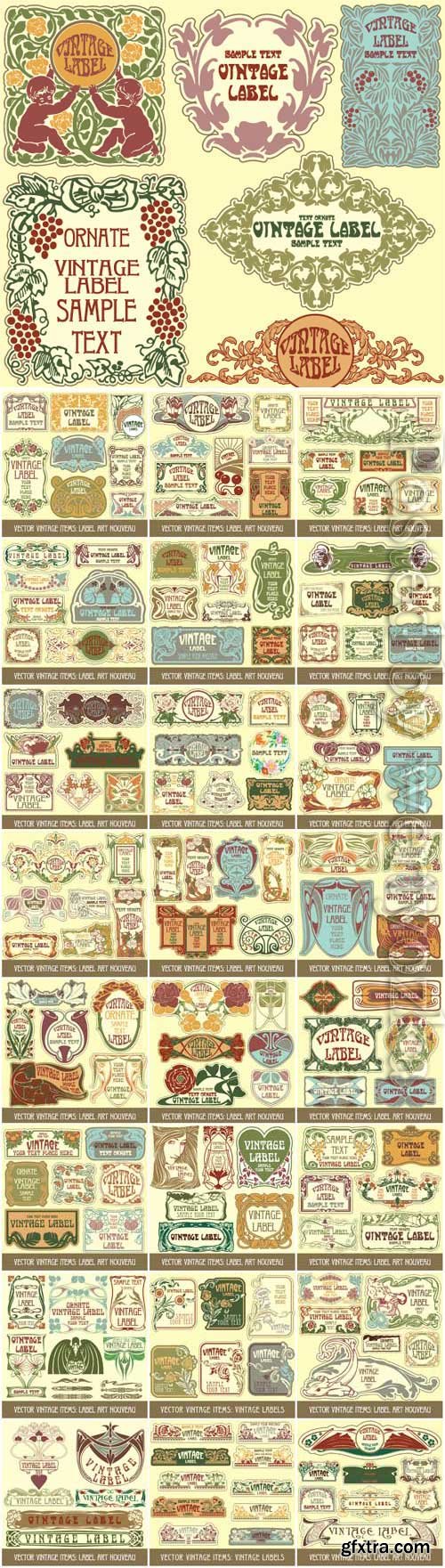 Set of retro labels in vector Set of retro labels in vector