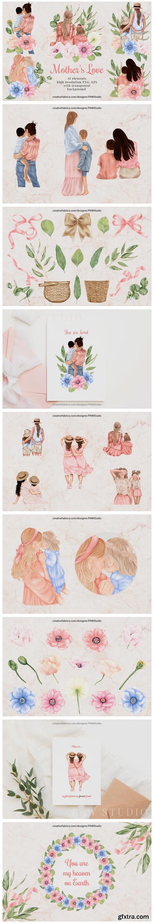 Mothers Day Clipart Anemone Flower Leaves 10106201