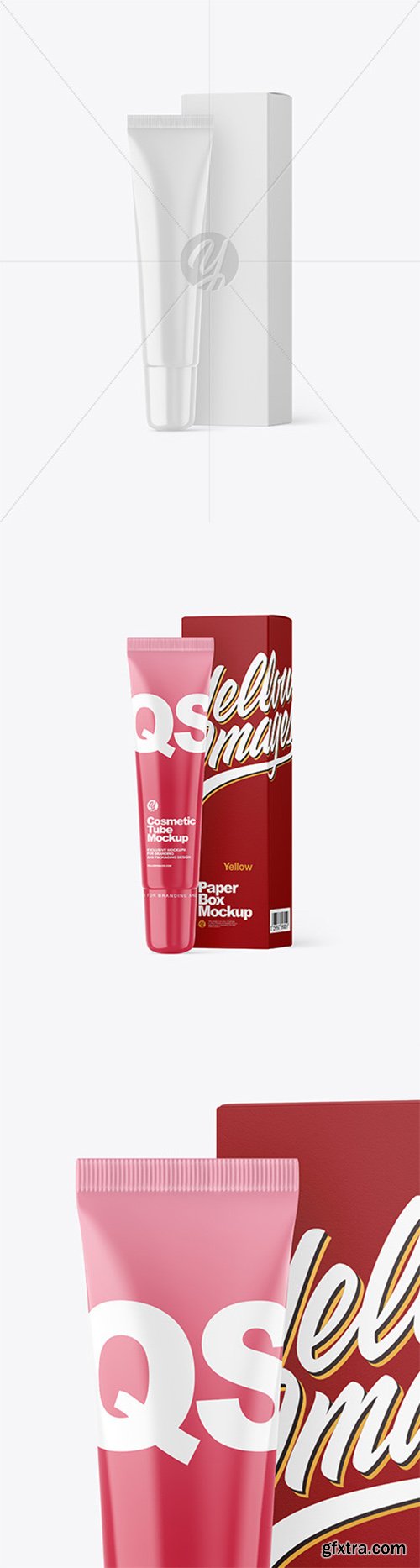 Glossy Cosmetic Tube with Box Mockup 82093