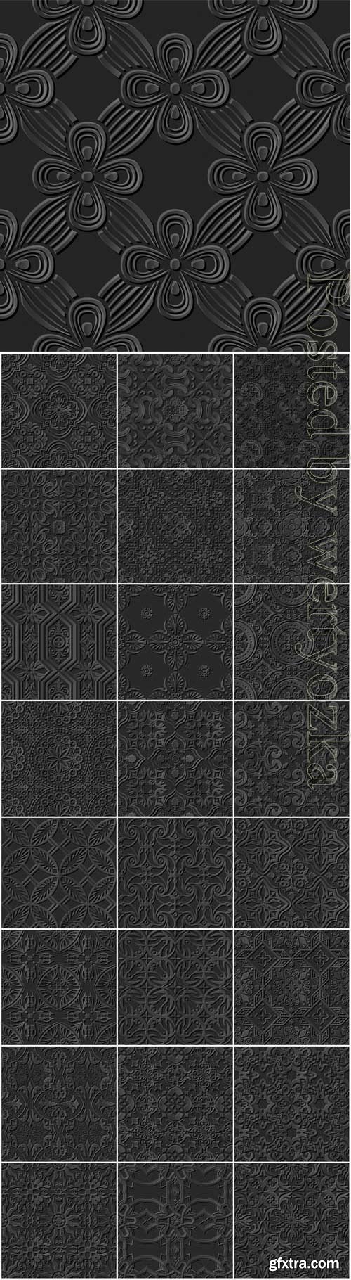 Black backgrounds with 3d patterns in vector Black backgrounds with 3d patterns in vector