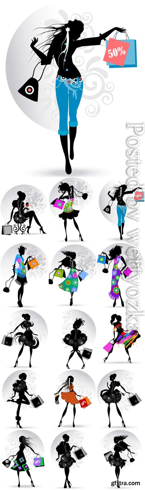 Fashion girls with shopping in vector Fashion girls with shopping in vector