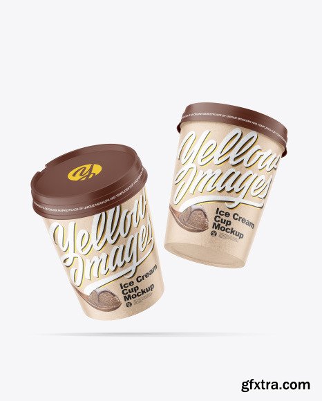Two Kraft Ice Cream Cups Mockup 83219