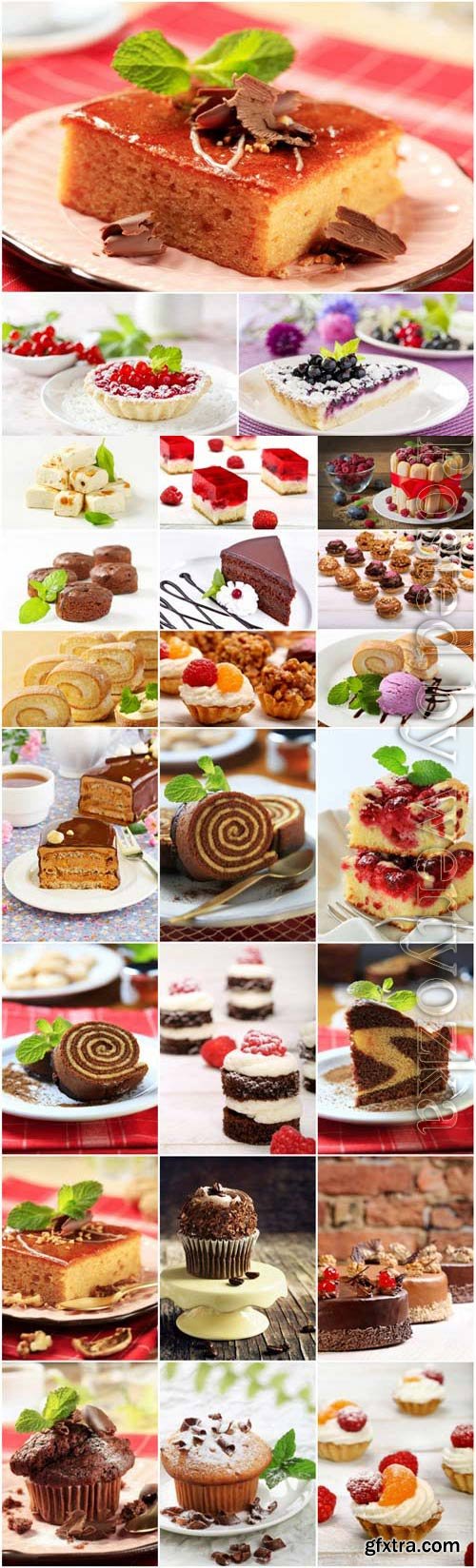 Desserts, muffins and cakes with berries stock photo Desserts, muffins and cakes with berries stock photo