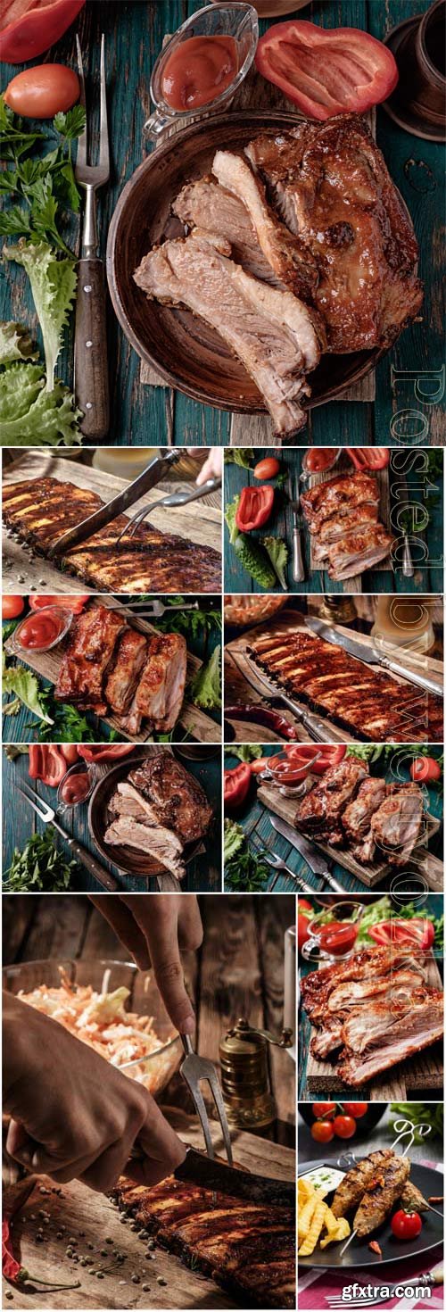 Fried ribs, meat stock photo Fried ribs, meat stock photo