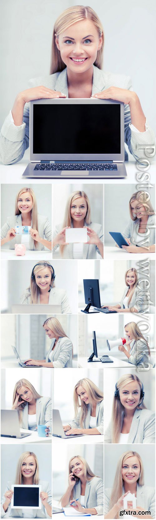 Blonde girl with laptop stock photo Blonde girl with laptop stock photo