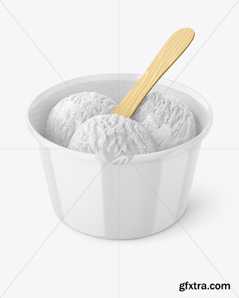 Glossy Ice Cream Cup w/ Wooden Stick Mockup 83475