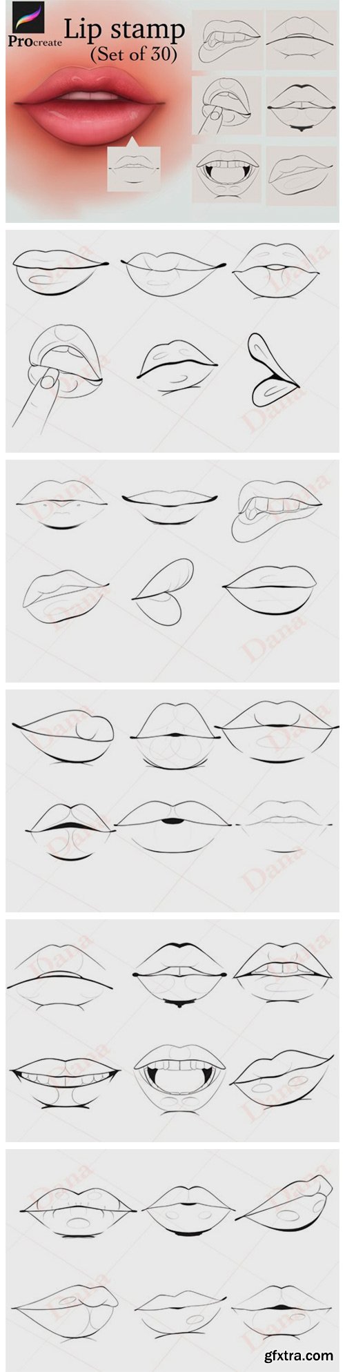 Procreate Lip Stamp Brushes 11483911 » GFxtra