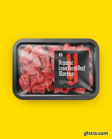 Plastic Tray With Diced Beef Mockup 83396