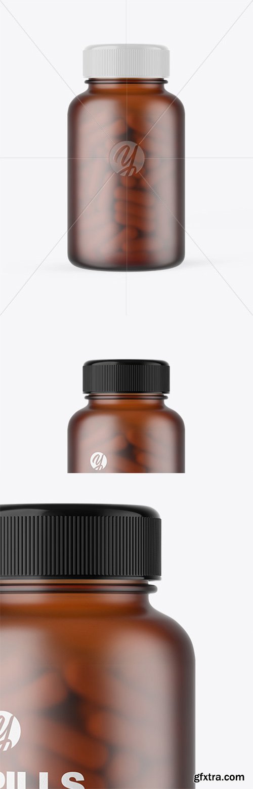 Frosted Amber Pills Bottle Mockup 79758 Frosted Amber Pills Bottle Mockup 79758