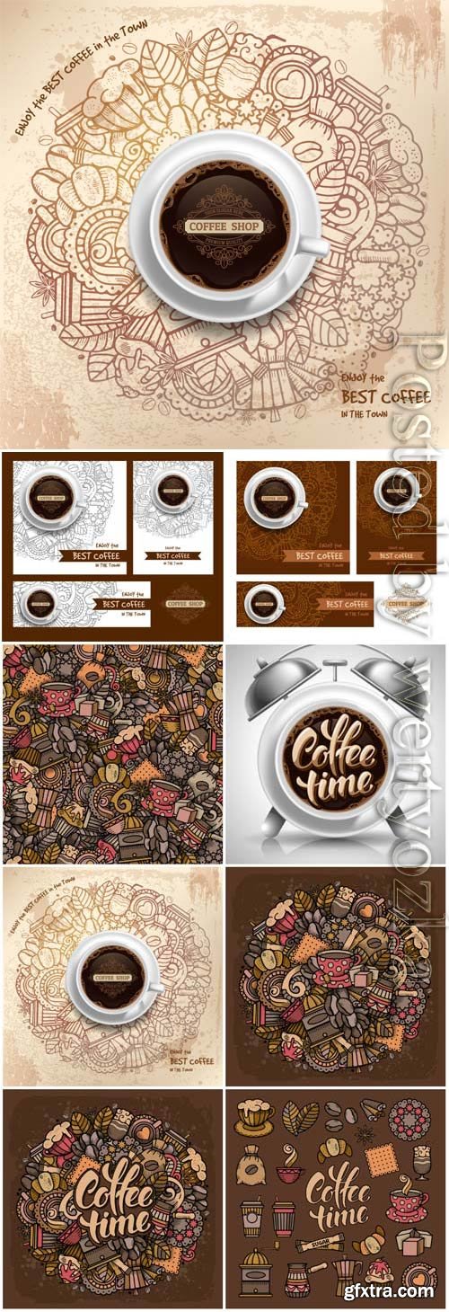 Coffee elements creative in vector Coffee elements creative in vector