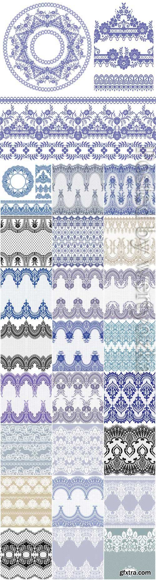 Backgrounds with lace beautiful patterns in vector