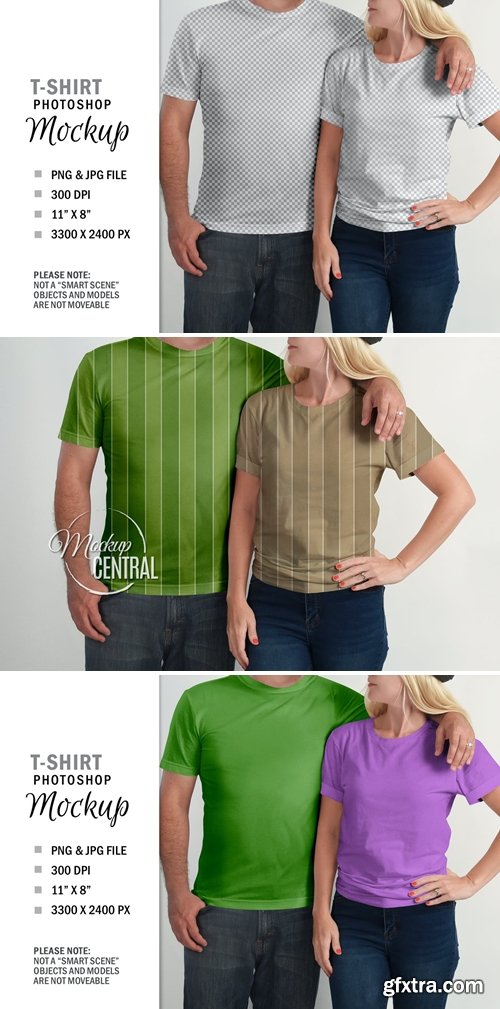 Couple T-Shirt Clothing Mockup Photoshop PSD