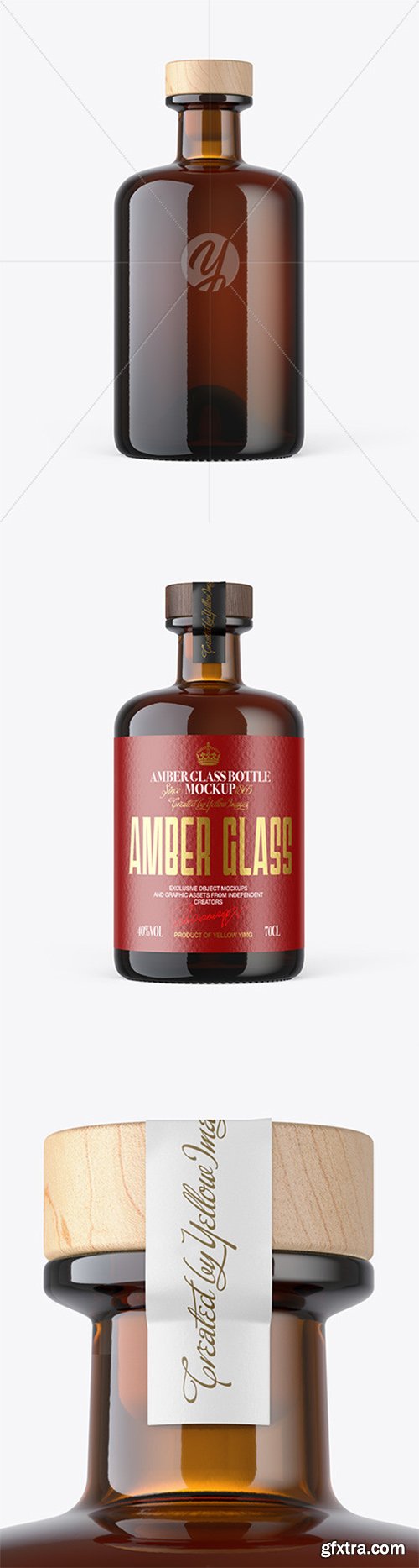 Amber Glass Bottle with Wooden Cap Mockup 79768