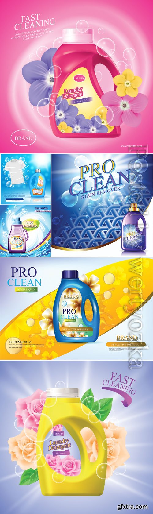 Cleaning package mockup vector set Cleaning package mockup vector set