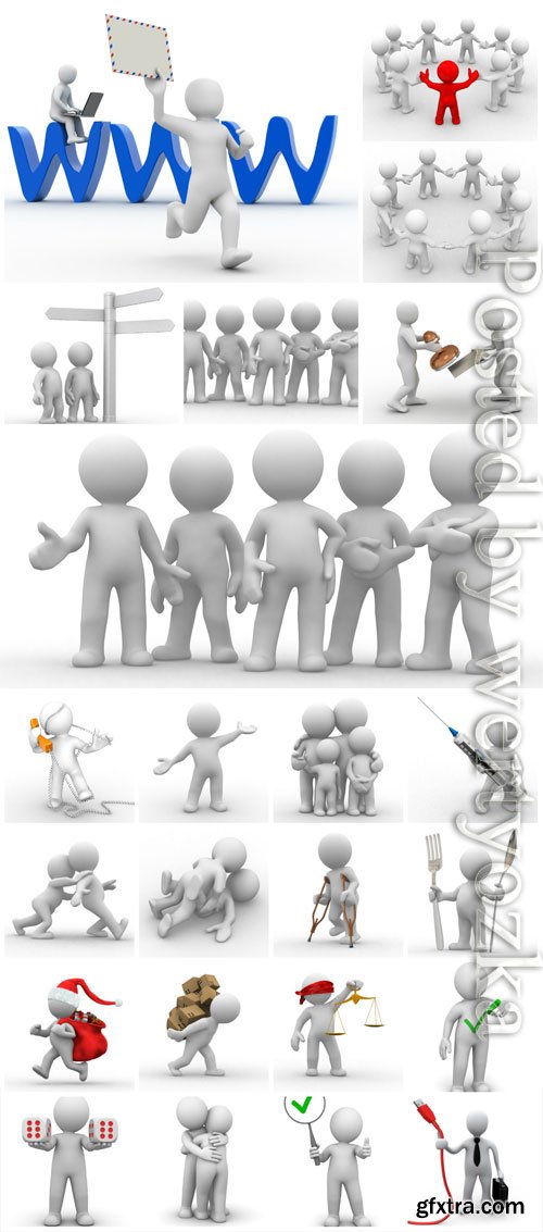 3d people in various poses stock photo