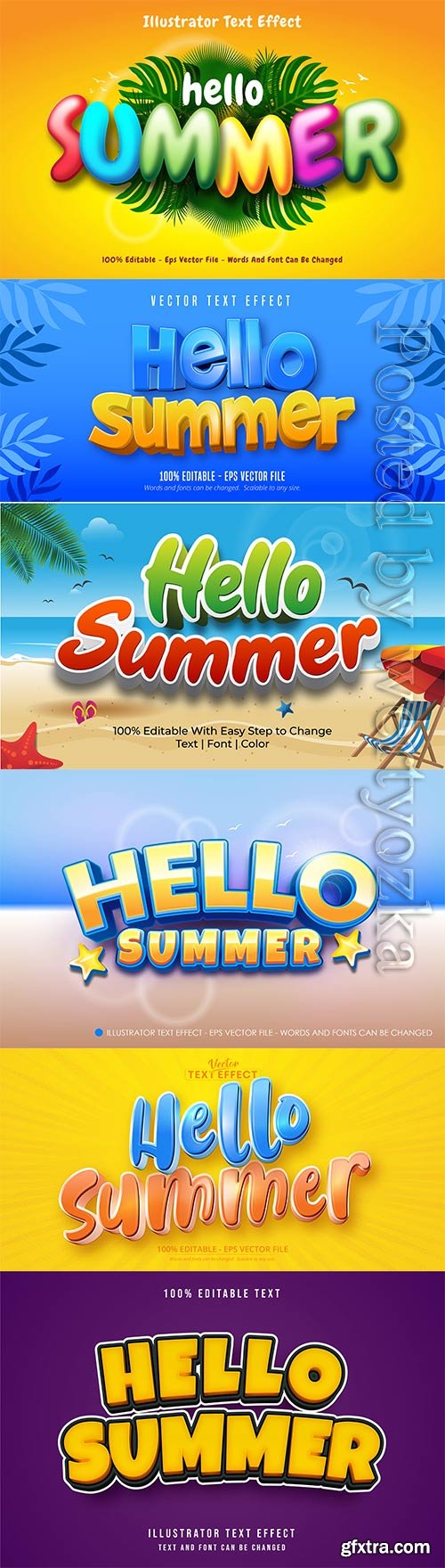 Editable text effect, hello summer style illustrations Editable text effect, hello summer style illustrations