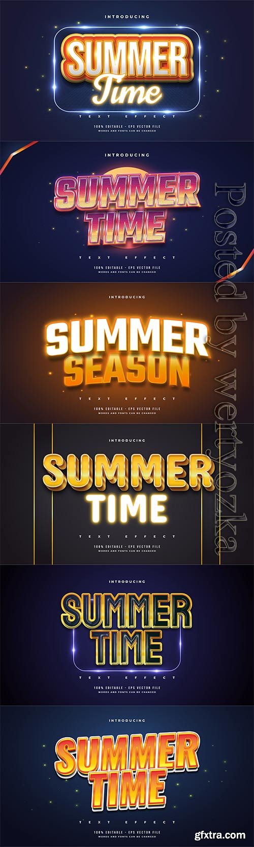 Summer time text in colorful retro style and glowing neon effect