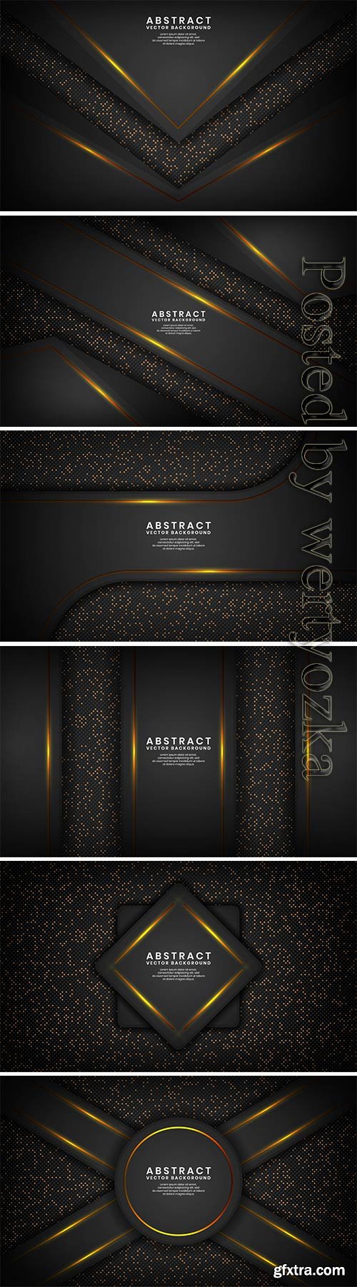 Luxury black abstract background overlap layer on dark space with golden lines and dots glitters
