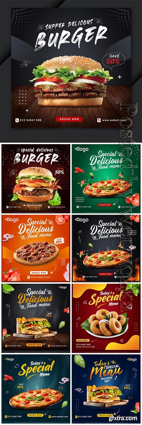 Food menu and restaurant social media instagram vector post Food menu and restaurant social media instagram vector post