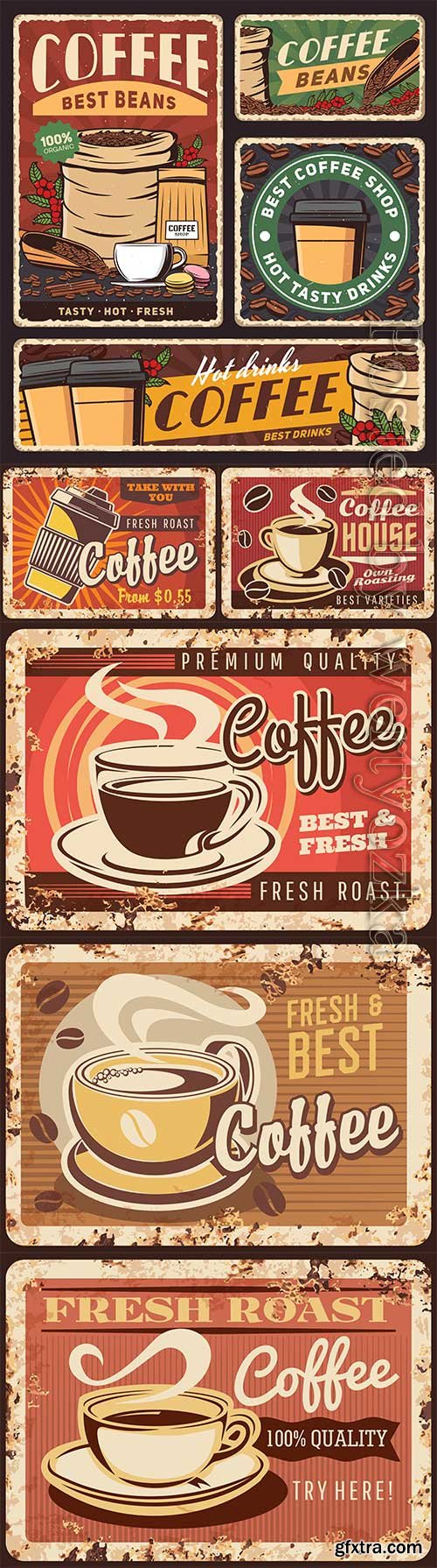Coffee vintage advertising posters in vector Coffee vintage advertising posters in vector