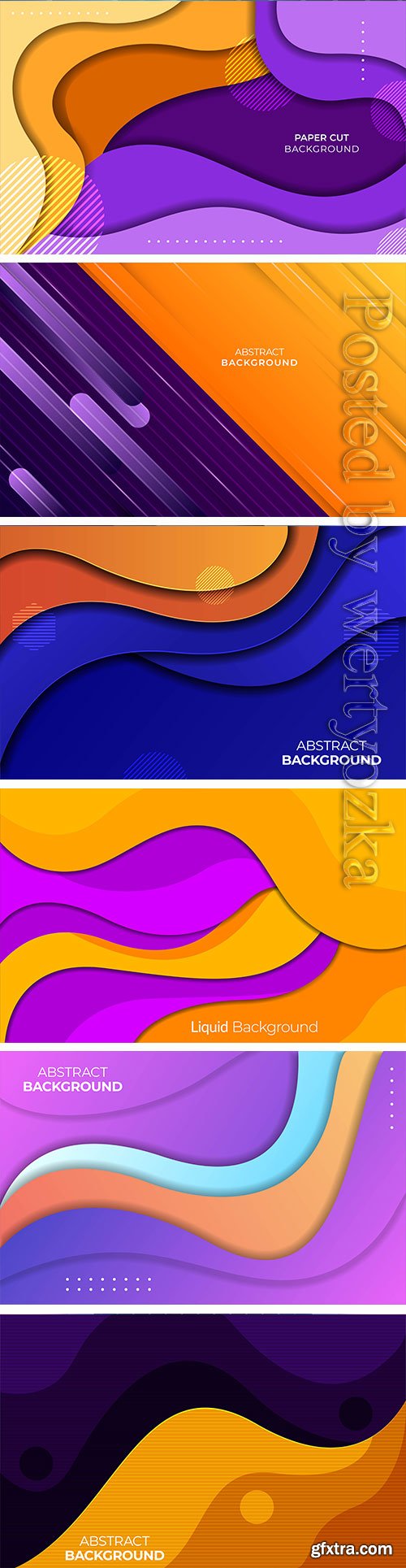 Colorful banner with abstract paper cut waves
