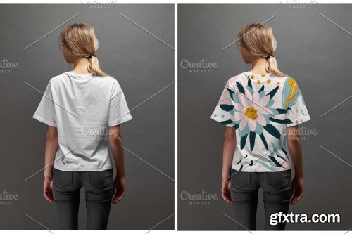 CreativeMarket - Girl T-shirt mockup (front/back) 5922524