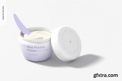 Mini plastic cream jars with lid mockup