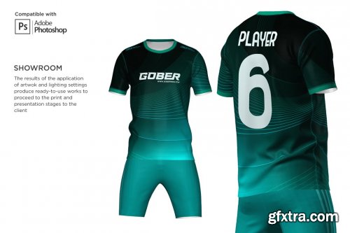 CreativeMarket - 3D Men's O-neck Jersey kit Mockup 6032462