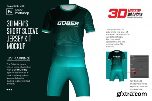 CreativeMarket - 3D Men's O-neck Jersey kit Mockup 6032462