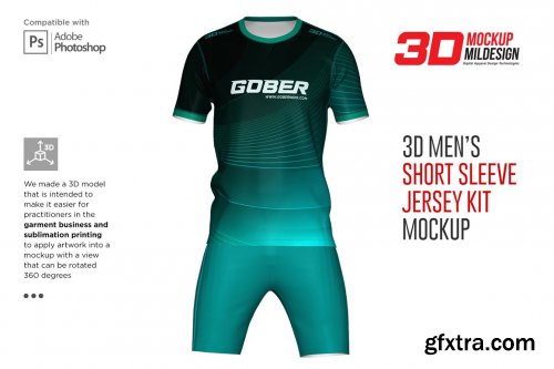 CreativeMarket - 3D Men's O-neck Jersey kit Mockup 6032462