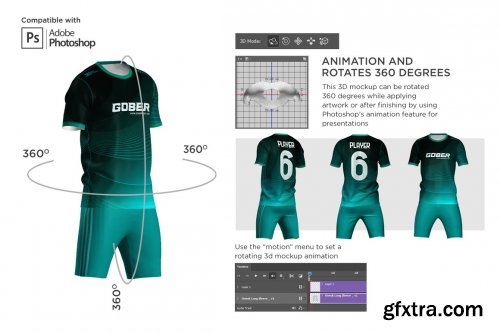 CreativeMarket - 3D Men's O-neck Jersey kit Mockup 6032462