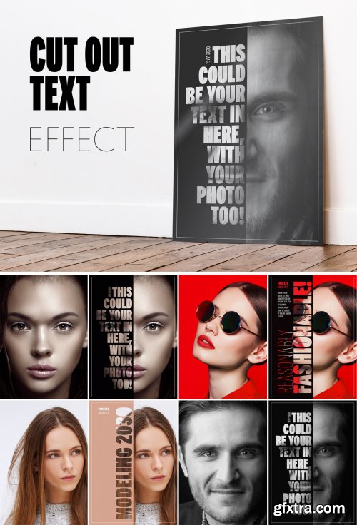 Cut Out Photo Text Effect Mockup 356194513