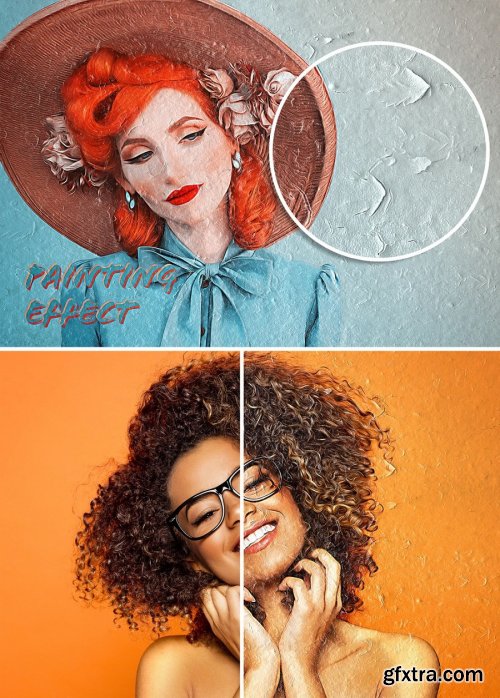 Oil Paint Photo Effect on Cracked Wall Surface 388094412