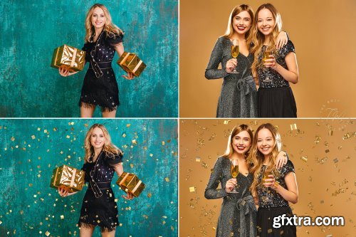 Gold Confetti overlays, confetti overlay