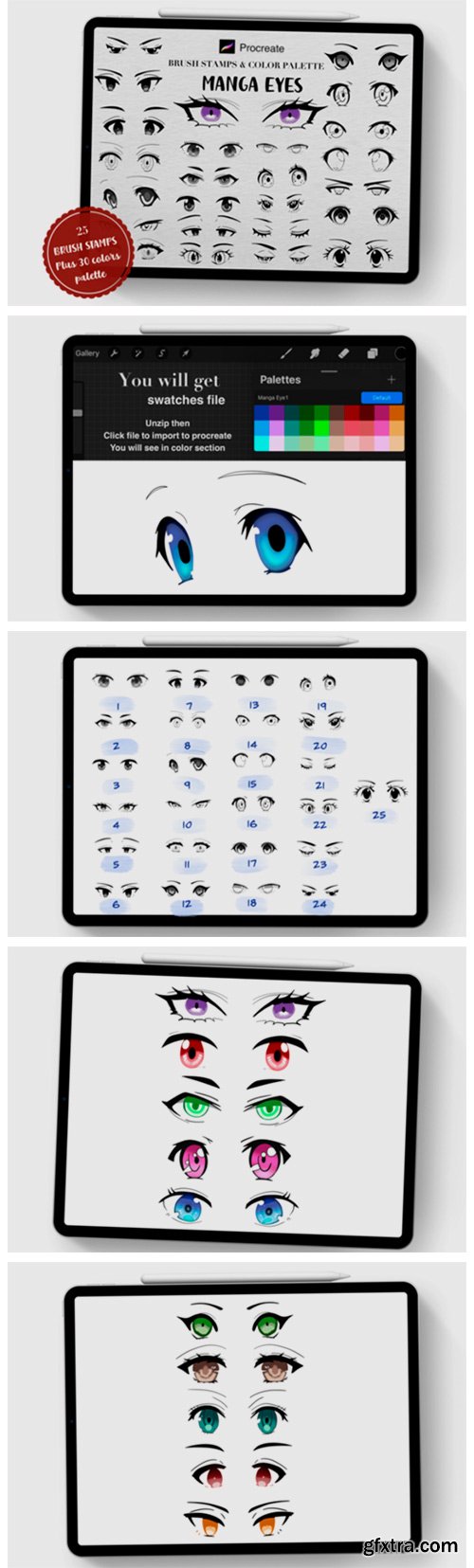 Manga Eyes Procreate Brush Stamps 11902341